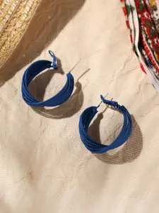 SOHI Silver-Plated Contemporary Hoop Earrings