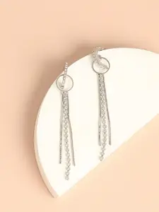 SOHI Silver Plated Contemporary Drop Earrings