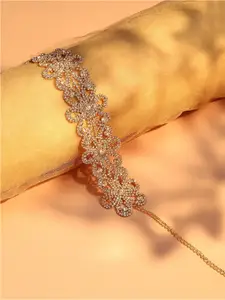 SOHI Gold-Plated Stone Studded Choker Necklace