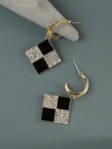 SOHI Gold-Plated Square Drop Earrings