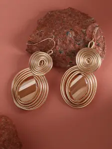 SOHI Silver-Plated Contemporary Drop Earrings