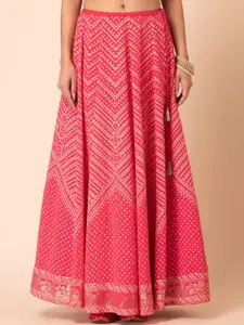 INDYA Bandhani Printed Kalidar Lehenga Skirt