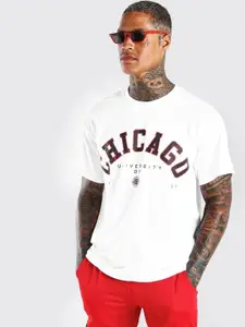 boohooMAN Oversized Chicago Print Drop-Shoulder Sleeves T-shirt