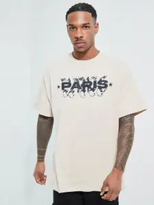 boohooMAN Oversized Paris Print Drop-Shoulder Sleeves T-shirt