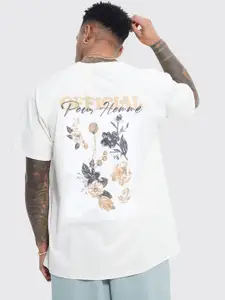 boohooMAN Oversized Floral Printed Pure Cotton T-shirt