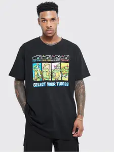 boohooMAN Oversized Teenage Mutant Ninja Turtle Printed Drop-Shoulder Sleeves T-shirt
