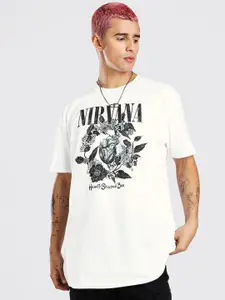 boohooMAN Nirvana Printed Drop-Shoulder Sleeves Pure Cotton Oversize T-shirt