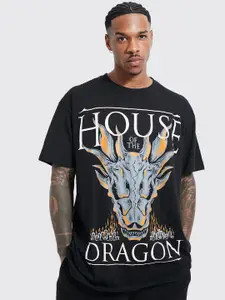 boohooMAN House Of Dragons Print Cotton Oversized T-shirt
