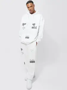 boohooMAN Typographic Printed Oversized Hooded Tracksuit