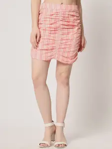 Trend Arrest Striped Ruched Mini Skirt