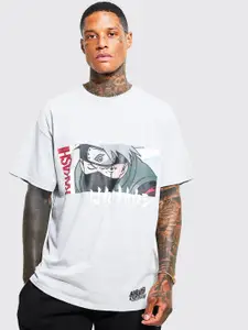 boohooMAN Oversized Naruto Printed Drop-Shoulder Sleeves T-shirt