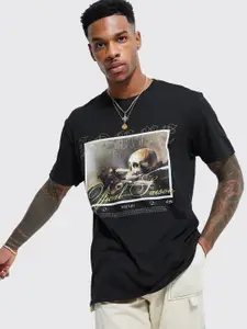 boohooMAN Oversized Graphic Printed Drop-Shoulder Sleeves T-shirt