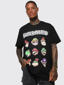 boohooMAN Super Mario Printed Pure Cotton Oversized T-shirt