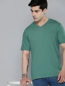 ether Solid V-Neck Pure Cotton T-shirt