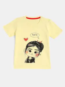 YK Girls Graphic Printed Round Neck Cotton T-shirt