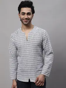 even Checked V-Neck Pure Cotton Kurta