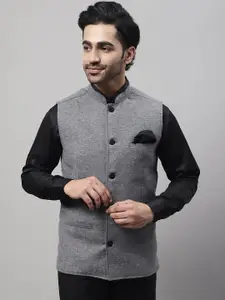 even Self Design Pure Wool Nehru Jackets With Welt Pockets