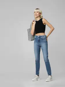 ONLY Women Skinny Fit High-Rise Cotton Heavy Fade Stretchable Jeans