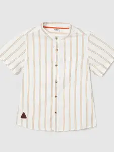 max Boys Striped Mandarin Collar Pure Cotton Casual Shirt