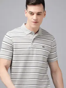 Arrow Men Striped Polo Collar Applique T-shirt
