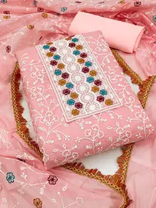 KALINI Floral Embroidered Chanderi Unstitched Dress Material