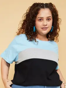 max Plus Size Colourblocked Pure Cotton Styled Back Top