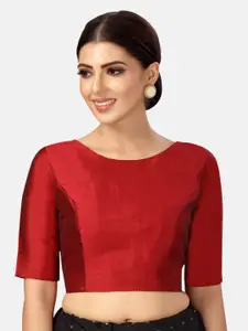 Studio Shringaar Boat Neck Elbow Length Sleeves Saree Blouse