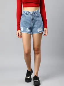 Xpose Women Distressed High-Rise Denim Shorts