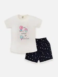 AMUL Kandyfloss Girls Printed Pure Cotton T-shirt with Shorts