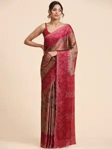 AVANSHEE Pink Printed Saree