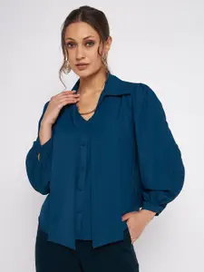 Antheaa Spread Collar Cuffed Sleeves Shirt-Style Top
