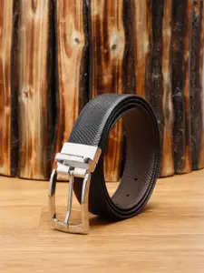 LOUIS STITCH Men Textured Leather Reversible Tang Formal Belt