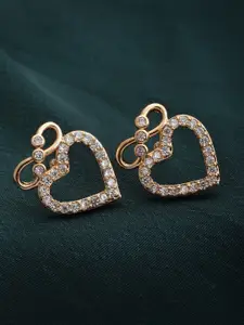PANASH Gold-Plated Heart Shaped Studs Earrings