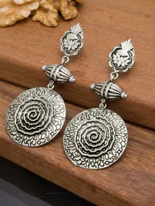 PANASH Silver-Plated Oxidized Contemporary Drop Earrings