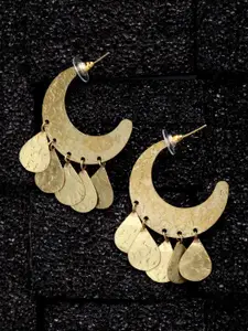 PANASH Gold-Plated Contemporary Half Hoop Earrings