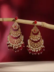 PANASH Gold-Plated Crescent Shaped Chandbalis Earrings