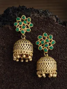 PANASH Gold-Plated Dome Shaped Jhumkas Earrings
