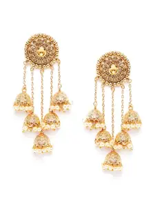 PANASH Gold-Plated Floral Jhumkas Earrings