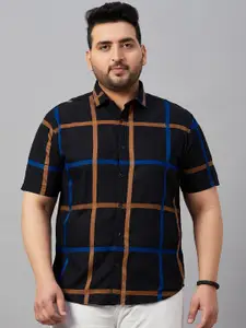 SHOWOFF Plus Size Windowpane Checked Cotton Casual Shirt