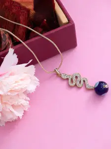 Estele Gold-Plated Stone Studded Charm Pendant With Chain