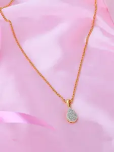Estele Gold-Plated CZ Studded Pendant With Chain
