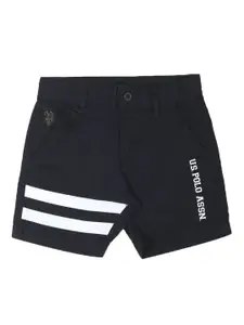 U.S. Polo Assn. Kids Boys Striped Slim Fit Pure Cotton Shorts