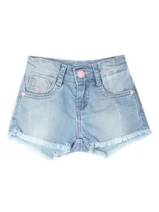 U.S. Polo Assn. Kids Girls Mid-Rise Washed Denim Shorts