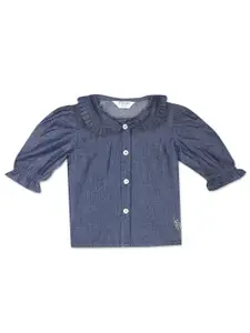U.S. Polo Assn. Kids Girls Peter Pan Collar Pure Cotton Shirt Style Top