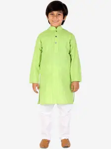 Pro-Ethic STYLE DEVELOPER Boys Striped Mandarin Collar Cotton Kurta With Pyjamas