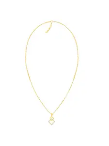 GIVA Gold-Plated CZ-Studded Cubic Circle Pendant With Chain