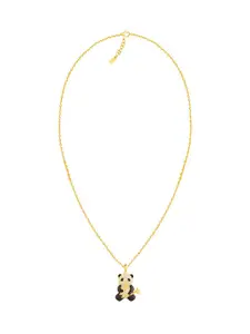 GIVA 92.5 Sterling Silver Gold-Plated Stone-Studded Pendant With Chain