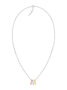 GIVA Rhodium-Plated Triple Tone Pendant With Chain