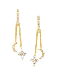 GIVA Gold-Plated Contemporary Cubic Zirconia Drop Earrings
