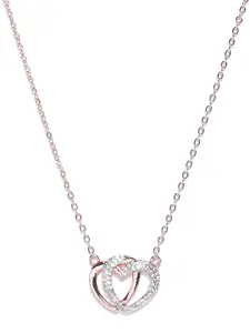 Jewels Galaxy Rose Gold & Silver-Toned  CZ Stone-Studded Necklace